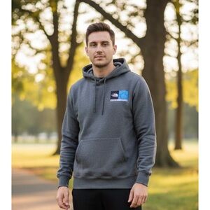 New Not Tags The North Face Dark Gray Hoodie with Blue Accent